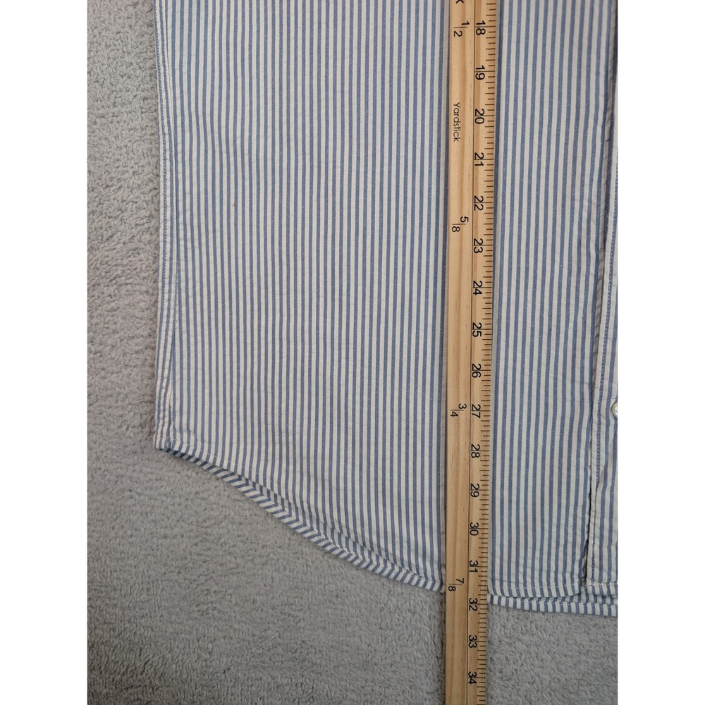 J.Crew Mens Seersucker Short Sleeve Button Down Shirt Blue White Stripe LT BG439 - Picture 5 of 11